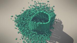falling-tower-motion-graphics-berlin ein Still aus einer Motion Animation die im 3D-Programm Blender 3D erstellt wurde