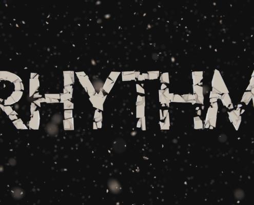 Typografische Musik Visualisierung des Wortes Rhythm in 3D