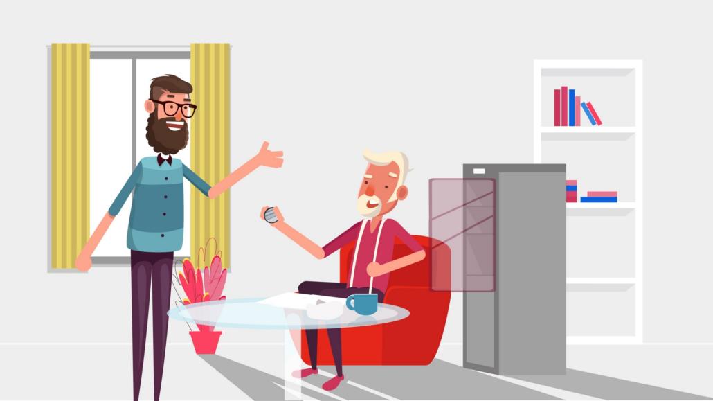 2D Charakter Animation durch Motion Designer Motion Designer Arbeit zeigt zwei Cartoon Charaktere