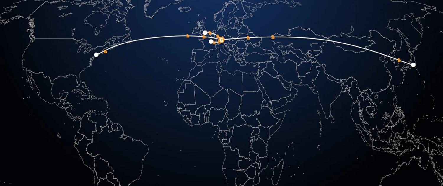 Erklärvideo Standbild einer Weltkarte mit Verbindungen zwischen internationalen Börsenplätzen